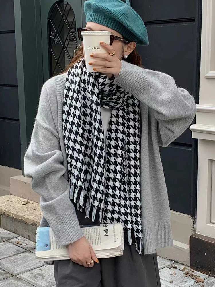 Imitation Cashmere Women Scarf Winter Vintage Houndstooth Scarve Mujer Female Foulard Bufanda Wrap Shawls Echarpe Hiver C251031