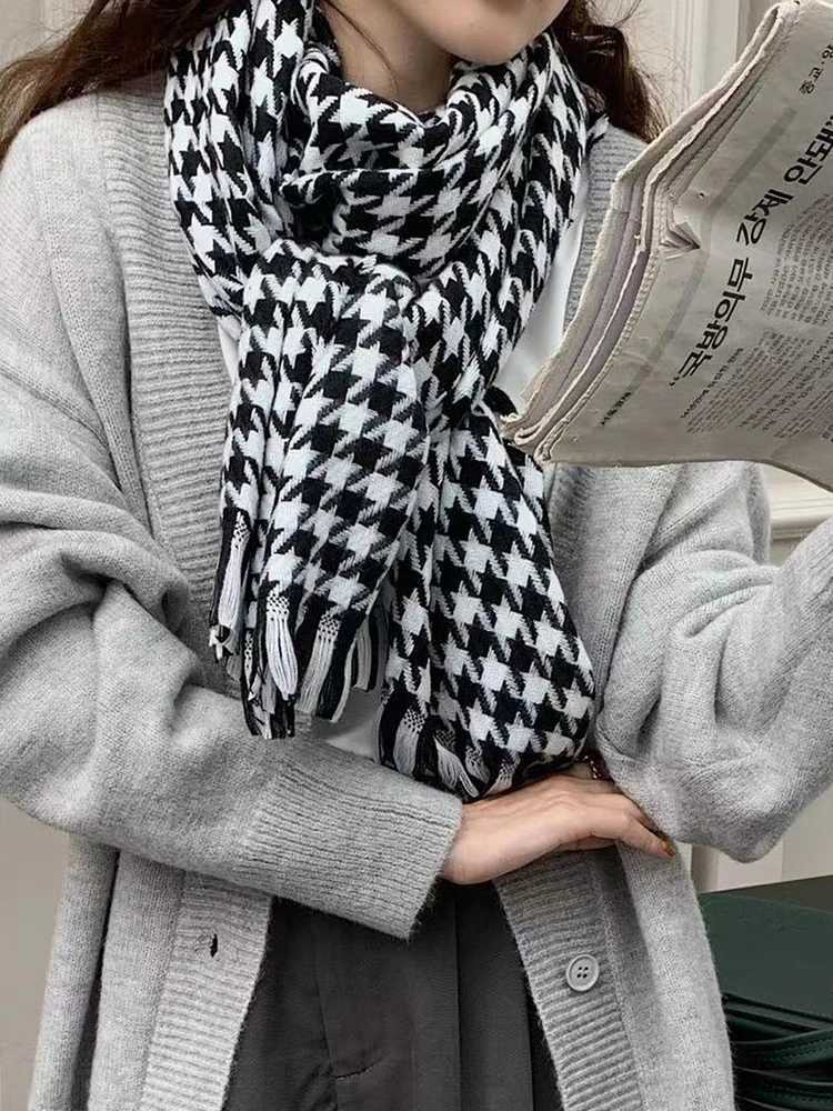 Imitation Cashmere Women Scarf Winter Vintage Houndstooth Scarve Mujer Female Foulard Bufanda Wrap Shawls Echarpe Hiver C251031