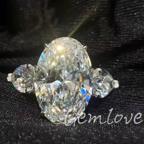 Lab Grown Diamond Wedding Rings 18K Gold CVD 10ct Women Bands Emerald Cut Vintage Custom Eternity Jewelry