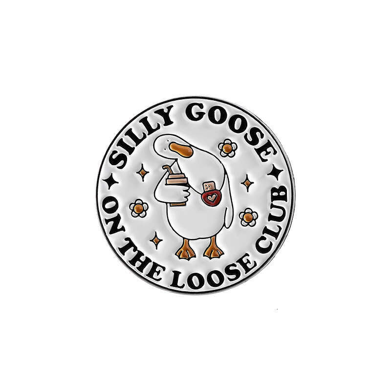 Cartoon Cute Big Goose Adorable Quotes Animal Brooch Metal Fun Unisex Student Backpack Accessory Badge