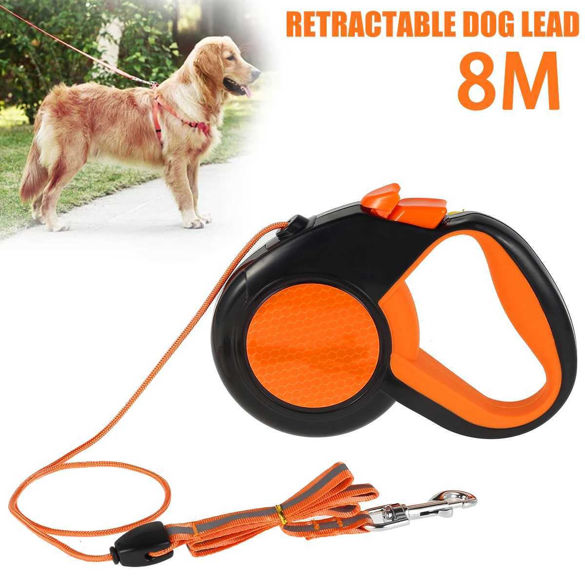 8M Retractable Dog Lead Heavy Duty Pet Walking Leash with Strong Reflective Tape NonSlip Handle for Small Medium Large Dogs C251031