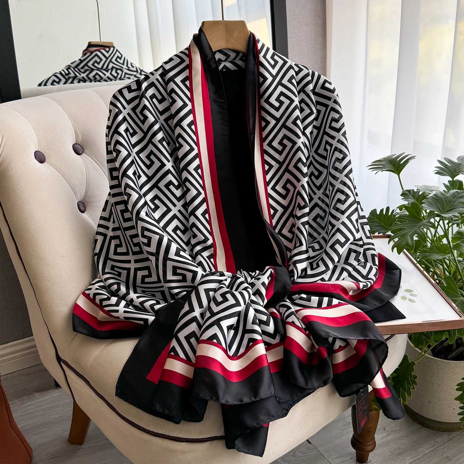 NEW Elegance Scarf Spring Summer Women Beach Sunscreen Fashion Party Shawl China Quality Silk Lady Popular Print Scarves HijabW251030