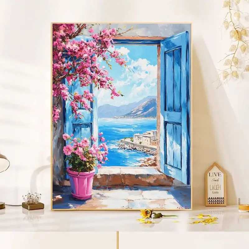 GATYZTORY Diy Painting By Numbers For Adults Window Fower Acrylic Drawing On Canvas Painting Kits For Home Decoration C251031
