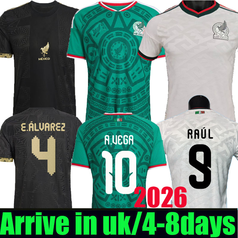 Mexico 2026 2027 Gold Cup soccer jersey A.VEGA RAUL CHICHARITO LOZANO J. QUInONES 26 27 H.LOZANO Men Kids Football Shirts Uniforms E. ALVAREZ long sleeve fans player