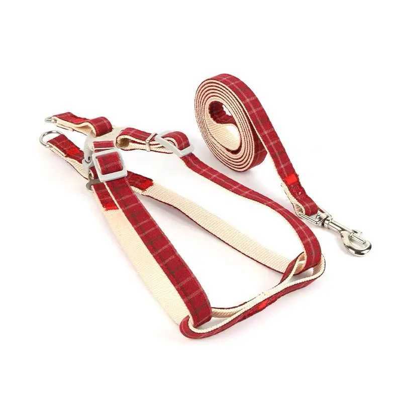 Dog Harness leash Set Grid Plaid Checked Pattern Adjustable NO Pull Dog Harness and Leash for Puppy Cat Small Large Dog Favor C251031