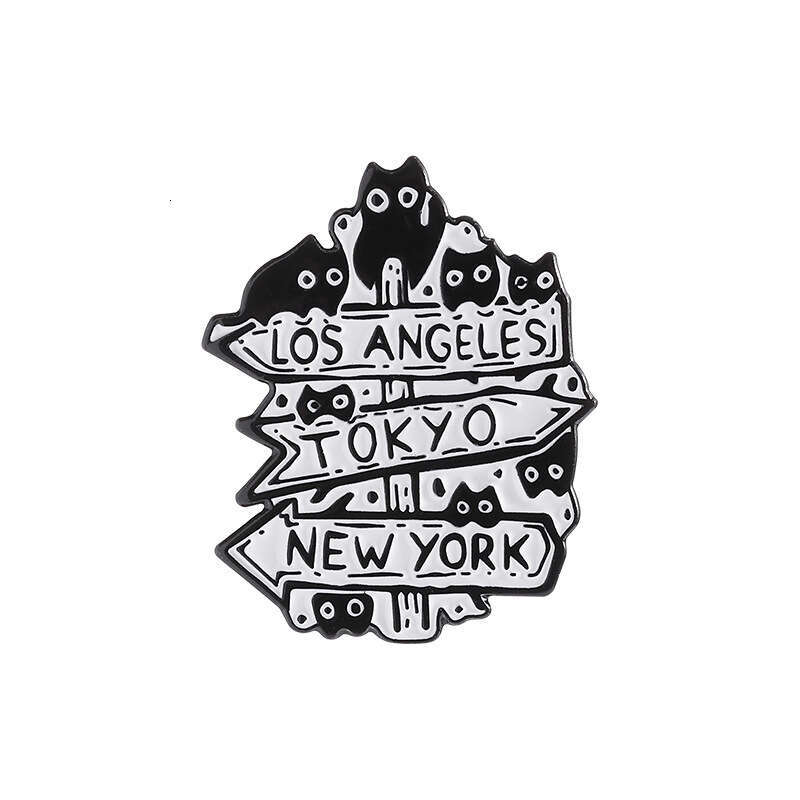 Cross-Border Creative Cartoon Cat Series Accessories Badge Personality Versatile Black and White Animal Alloy Brooch