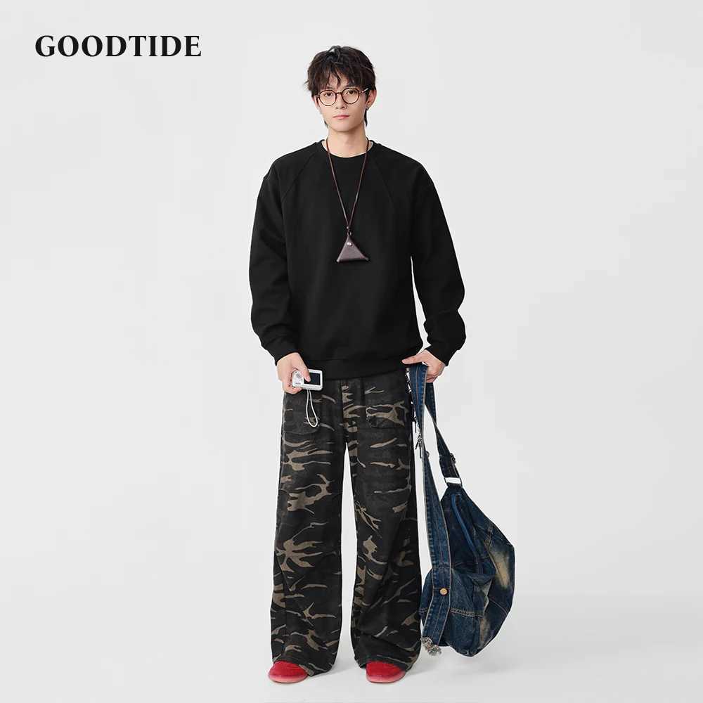 Fashion Mens Casual Crew Neck Sweatshirt 2025 Winter New Raglan Sleeve Design Comfortable Soft Long Sleeve Pullover Top J251031