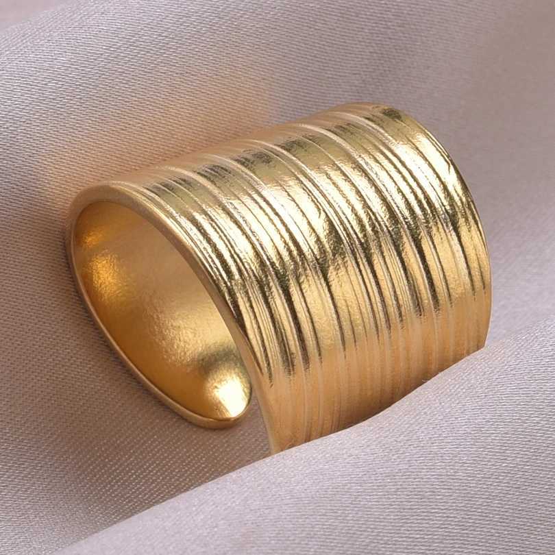 1pcs Classic Tiger Eye Real Stone Open Adjustable Stainless Steel Rings For Women Men Accessories Gold Color Finger Jewelry RingXJ251031