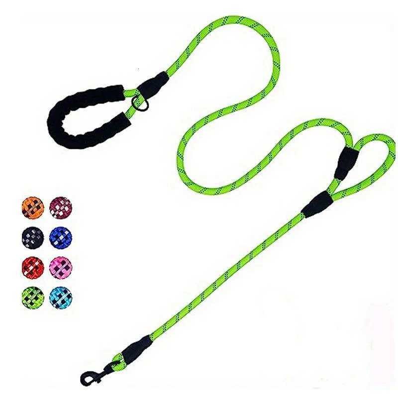 Pet Rope Dog Leash 6ft longTraffic Padded Two HandleHeavy DutyReflective Double Handles Lead for Control Safety TrainingLeas C251031