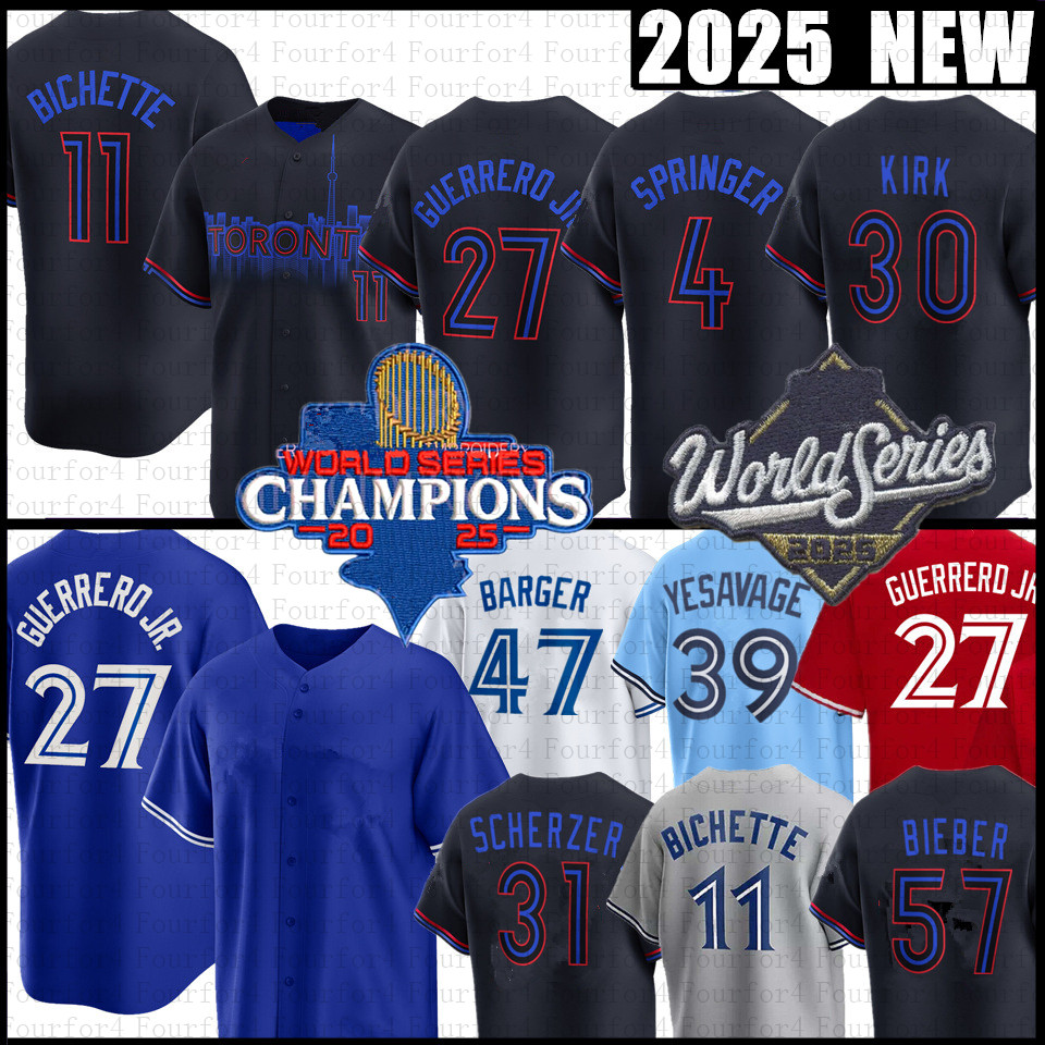 Bo Bichette Vladimir Guerrero Jr. Baseball Jersey Davis Schneider George Springer Blue Jays Trey Yesavage Alejandro Kirk Max Scherzer World Series Addison Barger