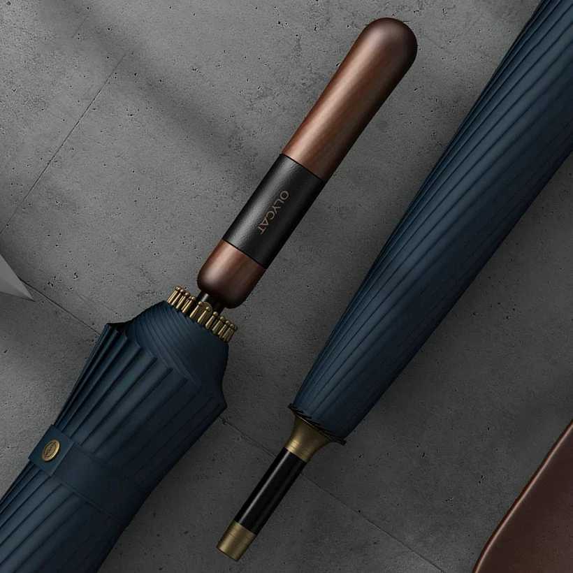 Olycat Large Umbrella Windproof Strong 16 Bones Wooden Handle Rain Umbrella Waterproof Luxury Big Long Umbrella Men Wan H251031