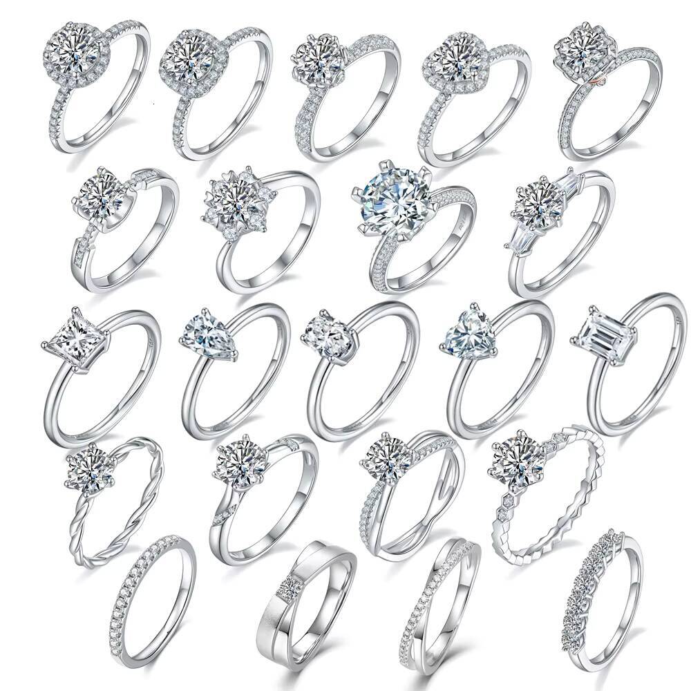 RINNTIN SMR Factory Moissanite Diamond DE VVS Jewelry Set Wholesale 925 Sterling Silver Wedding Band Moissanite Ring Custom