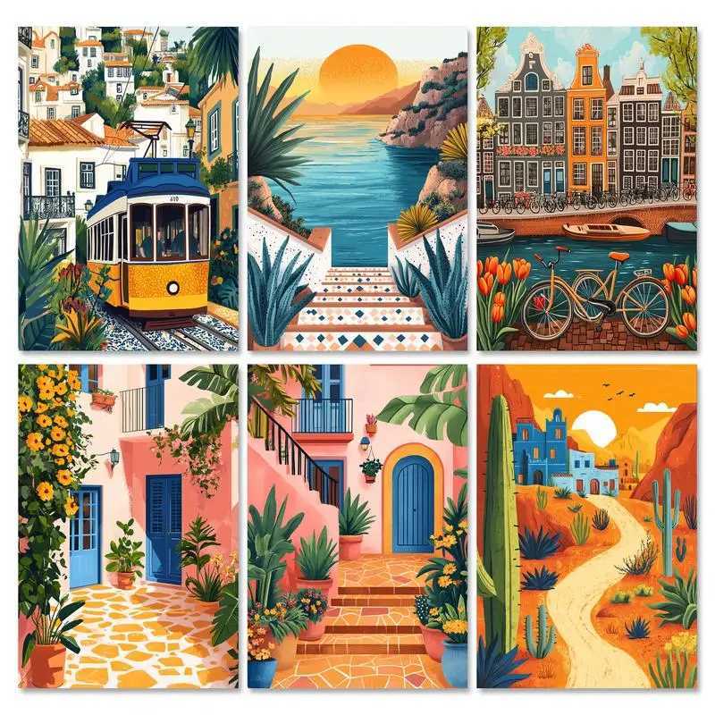 RUOPOTY Frame Illustration Picture Diy Painting By Numbers For Adults Kits Sunset Acrylic Paint On Canvas For Home Decors Diy Gi C251031