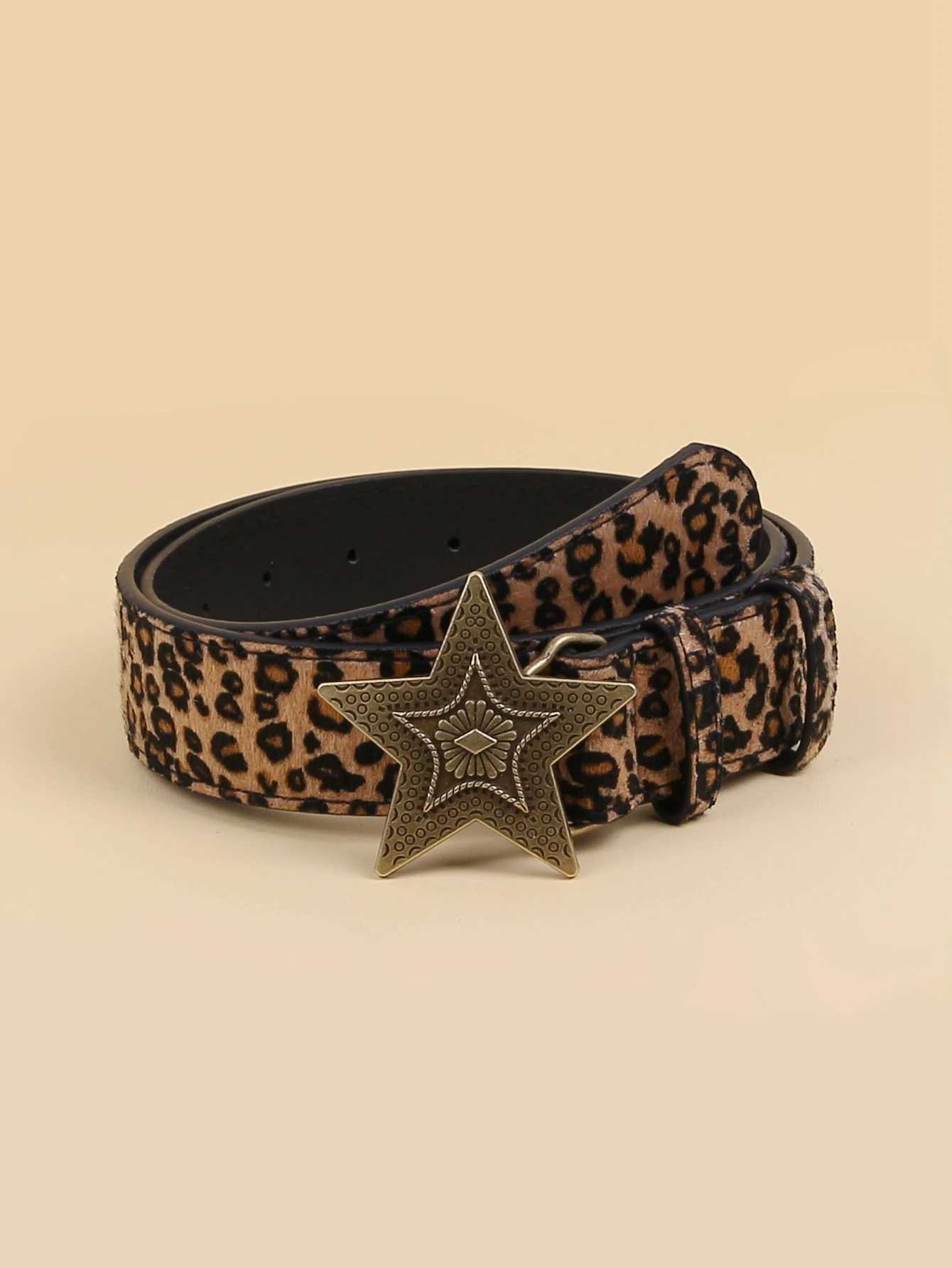 Female Belt Cummerbund Women Horsehair Belt With Leopard Pattern Rose Gold Metal Buckle Women Pu BeltW251030