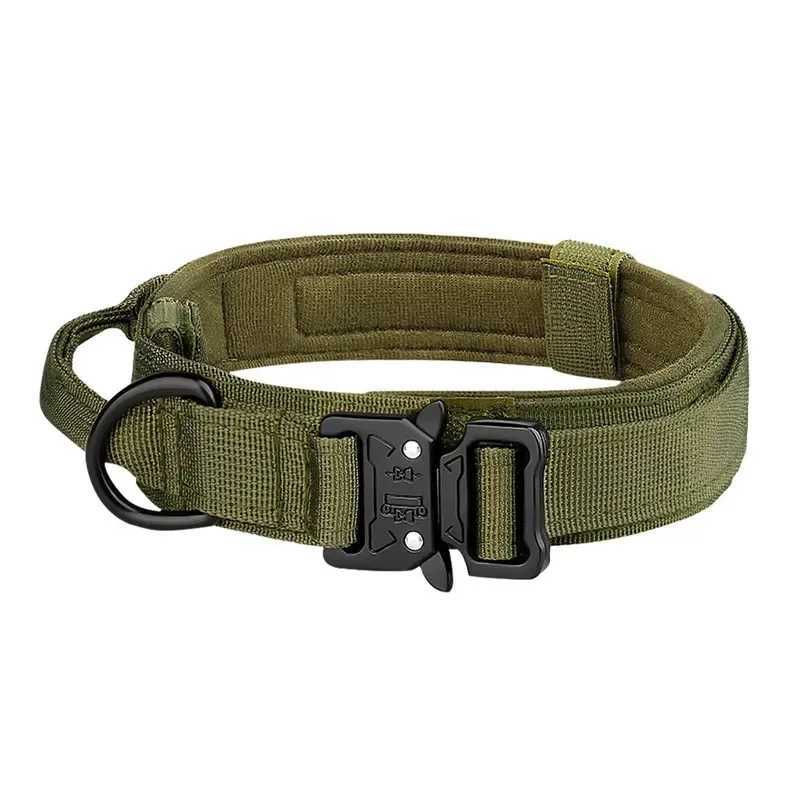Tactical Dog Collar for Medium Large Dog Outdoor Training Nylon Collar with Metal Buckle Breathable Reflective Pet Safety Collar C251031