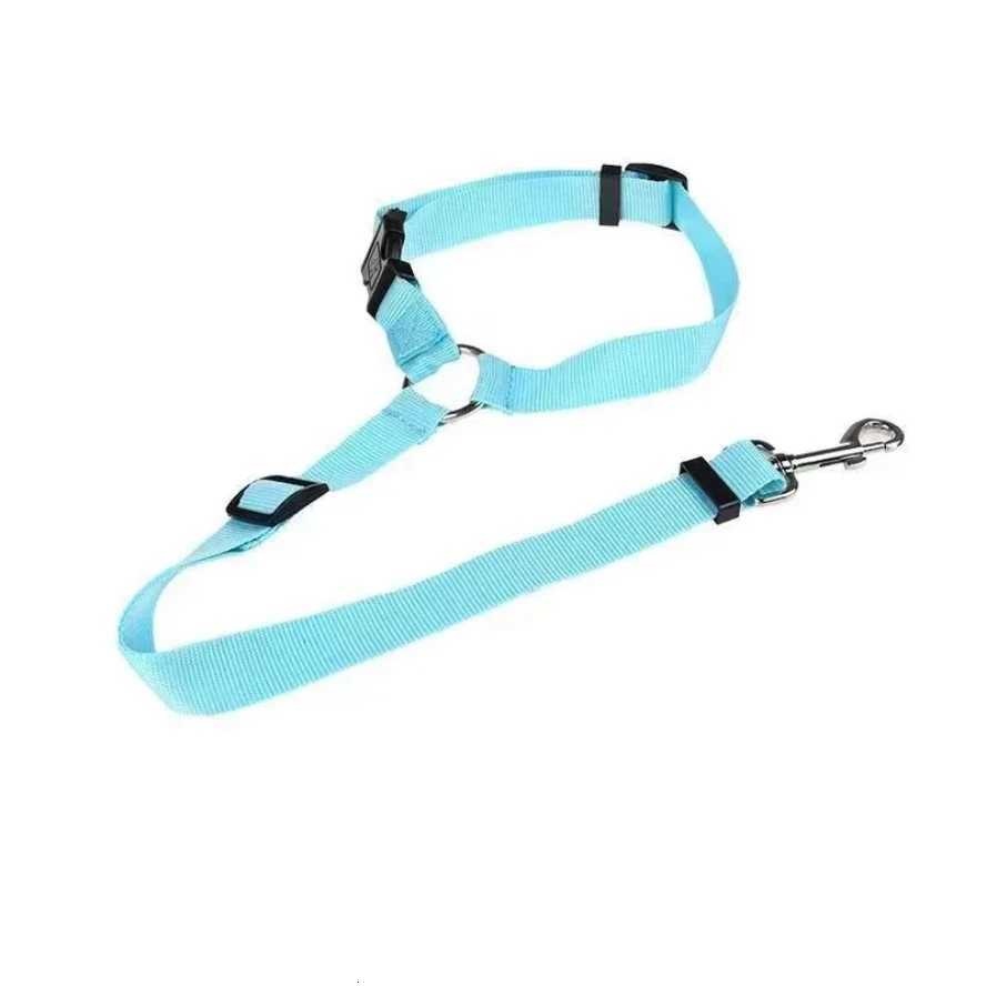 Solid Color Twoinone Pet Car Seat Belt Nylon Lead Leash Backseat Safety Belt Adjustable Dogs Harness Collar Pet Accessories C251031