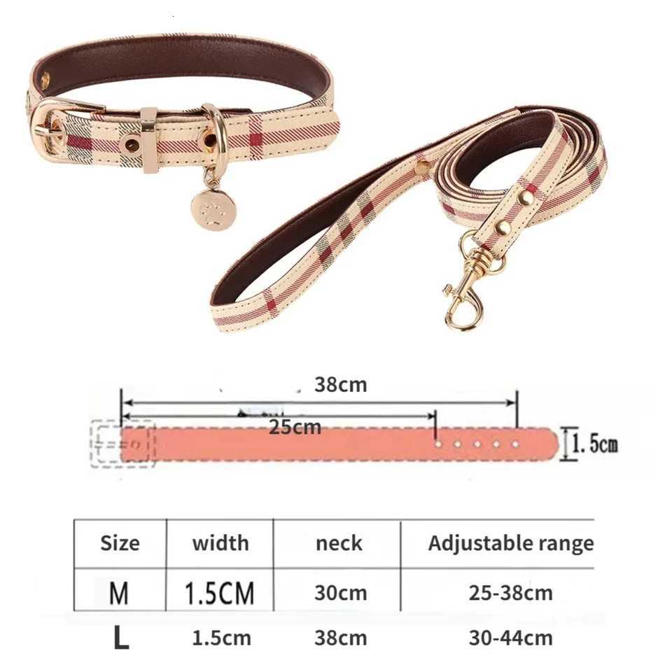 Free shipping Luxery Leather and Leash Set Adjustable Medium to Large Dog Collar - Fashion Designer Pet Supplies Gift C251031