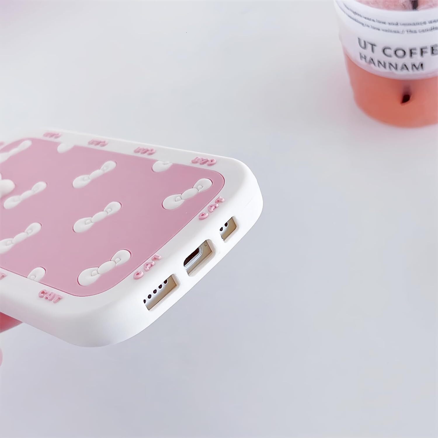 Sanrio custom Hello Kitty AUCAN Cute Silicone 14 6.1"& iPhone 13 6.1", Pink Kawaii Soft Funny Cover, Shockproof Classic Cat Bow Cellular Pho