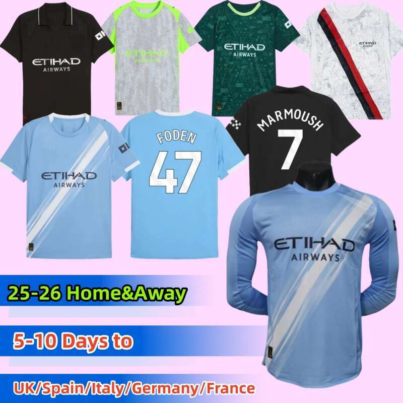 25 26 HAALAND MAN soccer jerseys FODEN DOKU MARMOUSH CITY McATEE KOVACIC GVARDIOL home away DE BRUYNE MATHEUS N. football shirt men kids kits MAN cities 4th pink