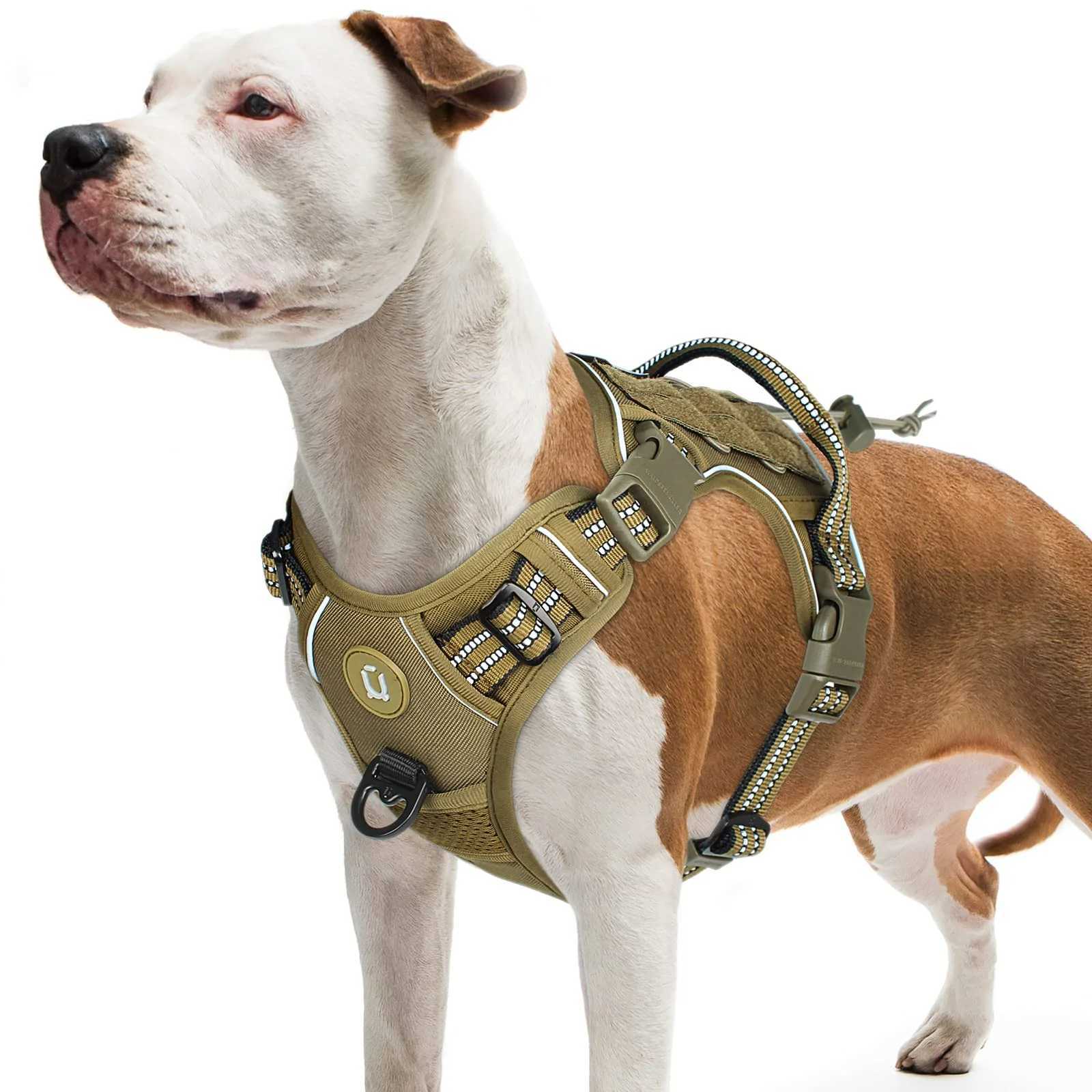 Tactical Dog Harness No Pull Dog Harness Adjustable Breathable MOLLE Dog Vest Harness for Medium Large Dog Reflective Military C251031