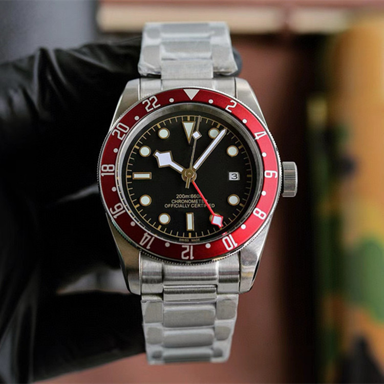 2025 New Biwan Series Little Red Orchid Fine Steel Belt Night Light Diving Men's Business Steel Belt Mechanical Watch Free Shipping