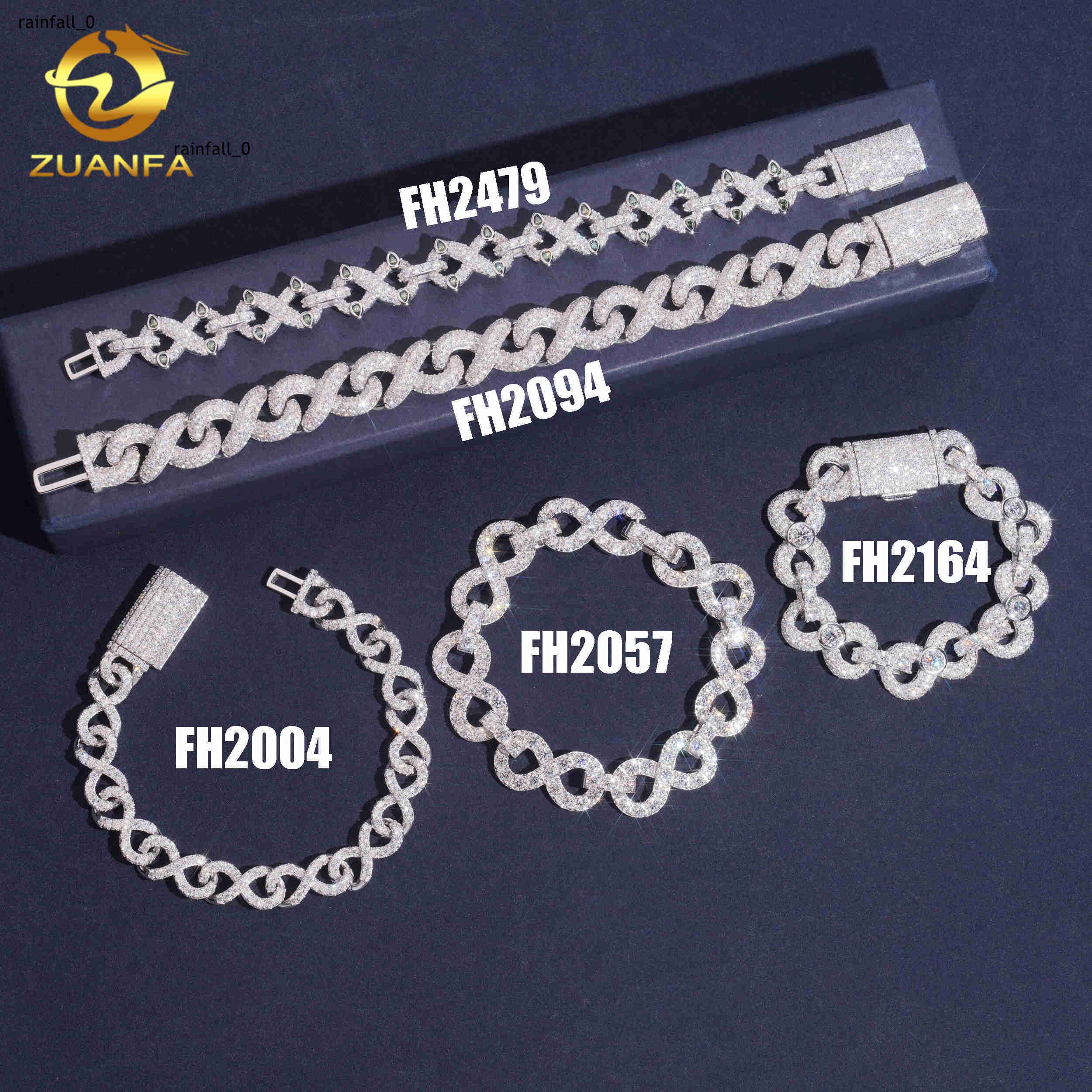 Infinity Cuban Bracelet Pass Diamond Test VVS Moissanite 925 Sterling Silver Gold Plated Iced Out Hip Hop Linked Men Bracelet