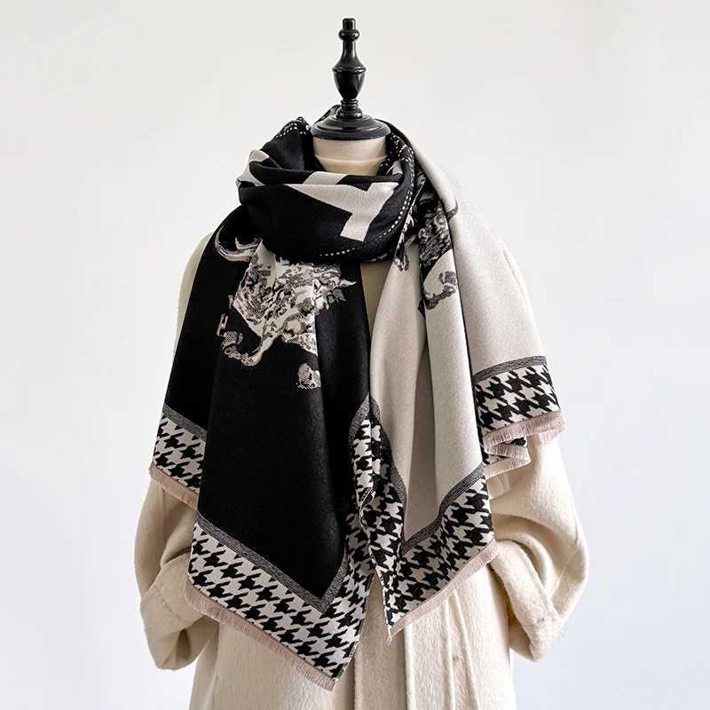 Elegant Floral Jacquard Shawl for Women Winter Thick Warm Tassel Design DoubleSided Coldproof Windproof Blanket C251031