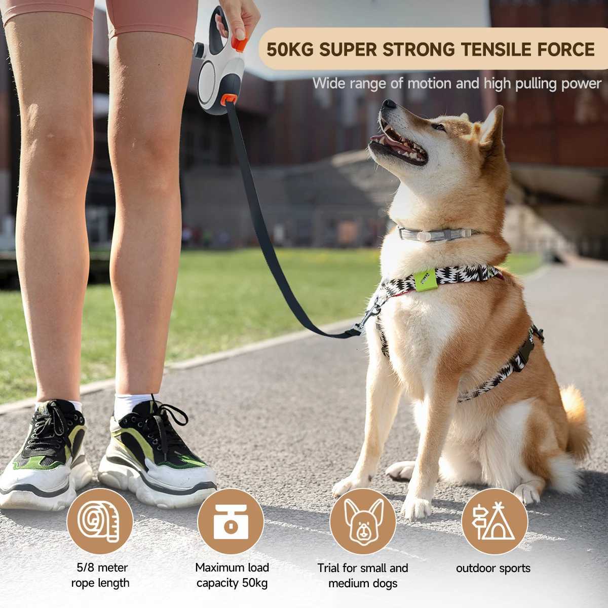 26foot retractable dog leash with a portable garbage bag holder attached pet dog walking leash C251031