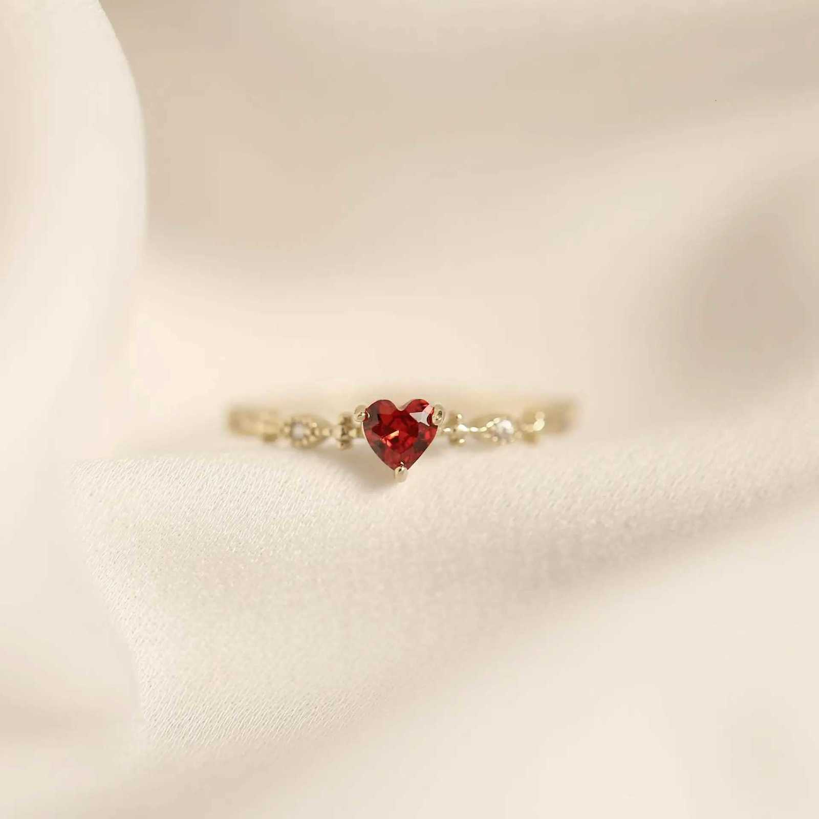 Real 925 Sterling Silver 14k Gold Red Heart Rings For Women Wedding Vintage Jewelry Jewellery Money 925XJ251031