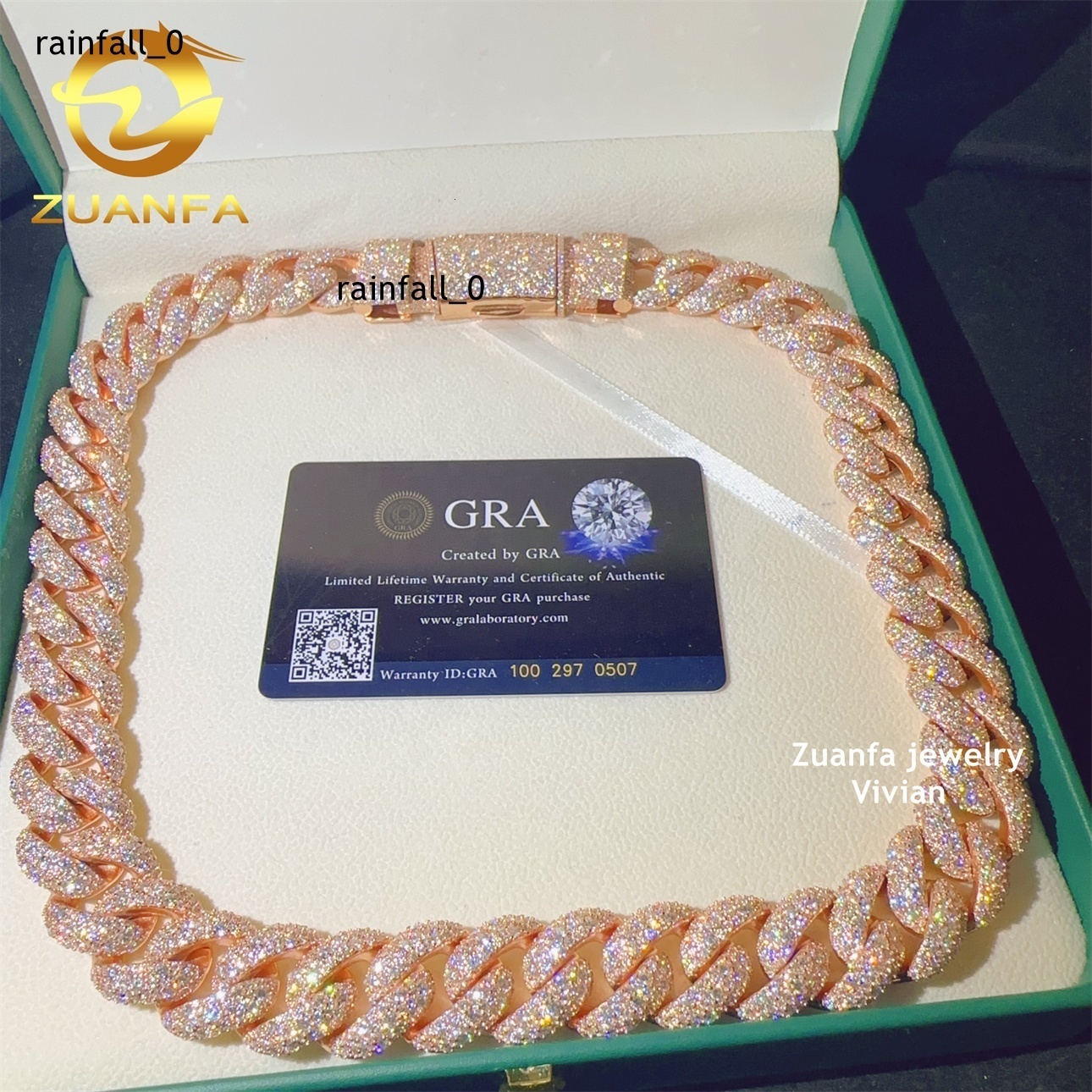 18MMCuban Link Moissanite Iced Out Necklace Lab Grown Diamond Necklace Sterling Silver 925 VVS Moissanite Hip Hop Cuban Chain