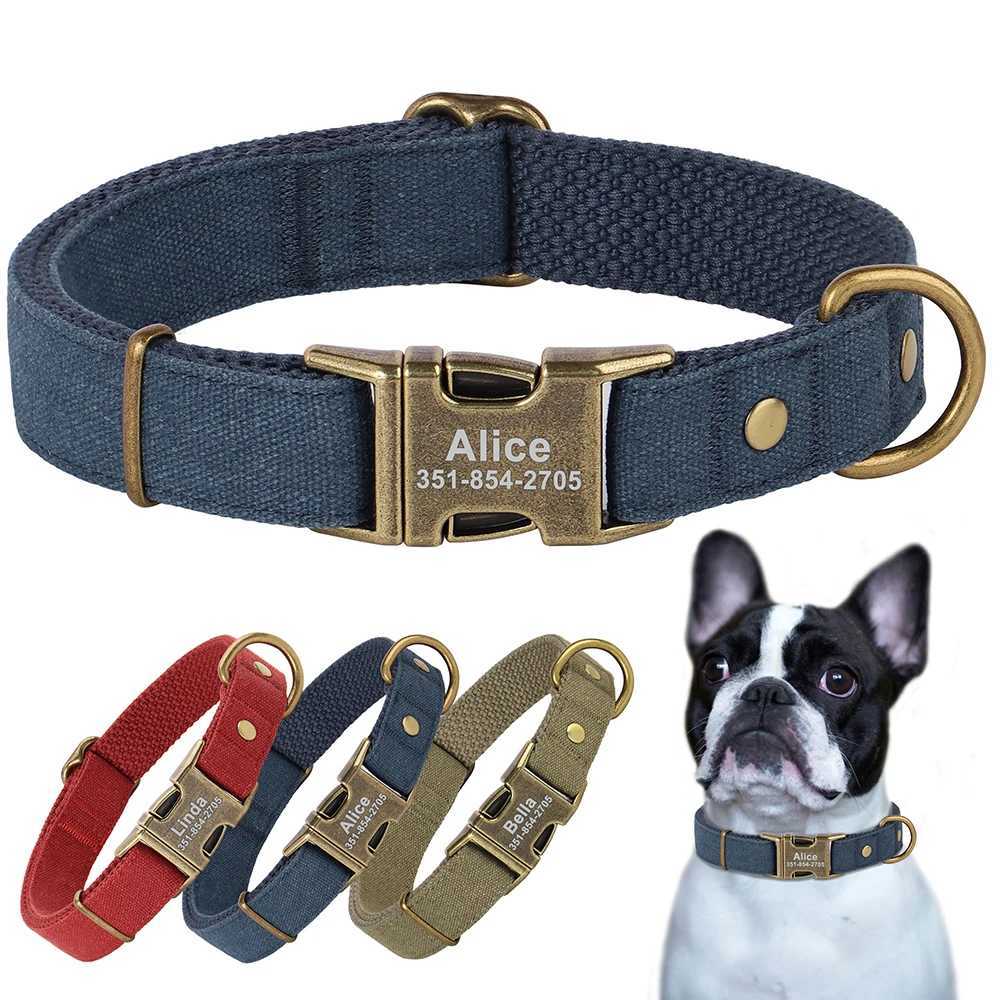 Personzed Dog Collar Durable Nylon Dogs Collars Customized Pet ID Name Buckle Necklace for Small Medium Large Dogs Bulldog C251031