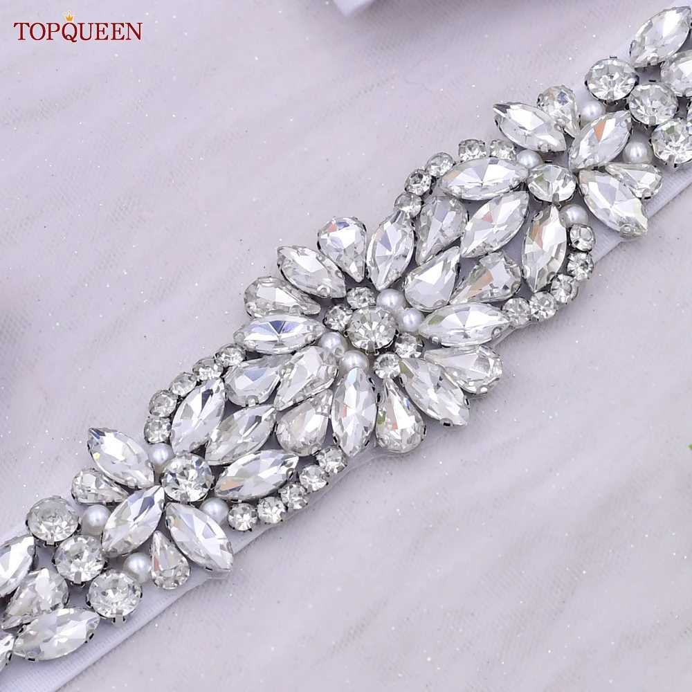 TOPQUEEN S407B Women Elastic Belts for Party Dress Gown Silver Rhinestone Girdle Female Shiny Waistband Fashion Daily LuxuriousW251030