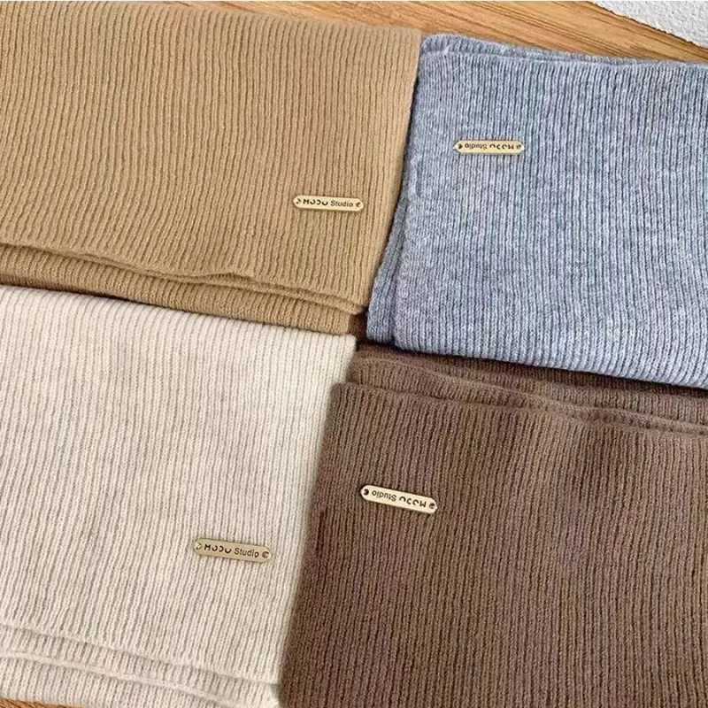 Womens Bordeaux Solid Color Knitted Scarf New Year Warm Winter Fashion SoftW251030