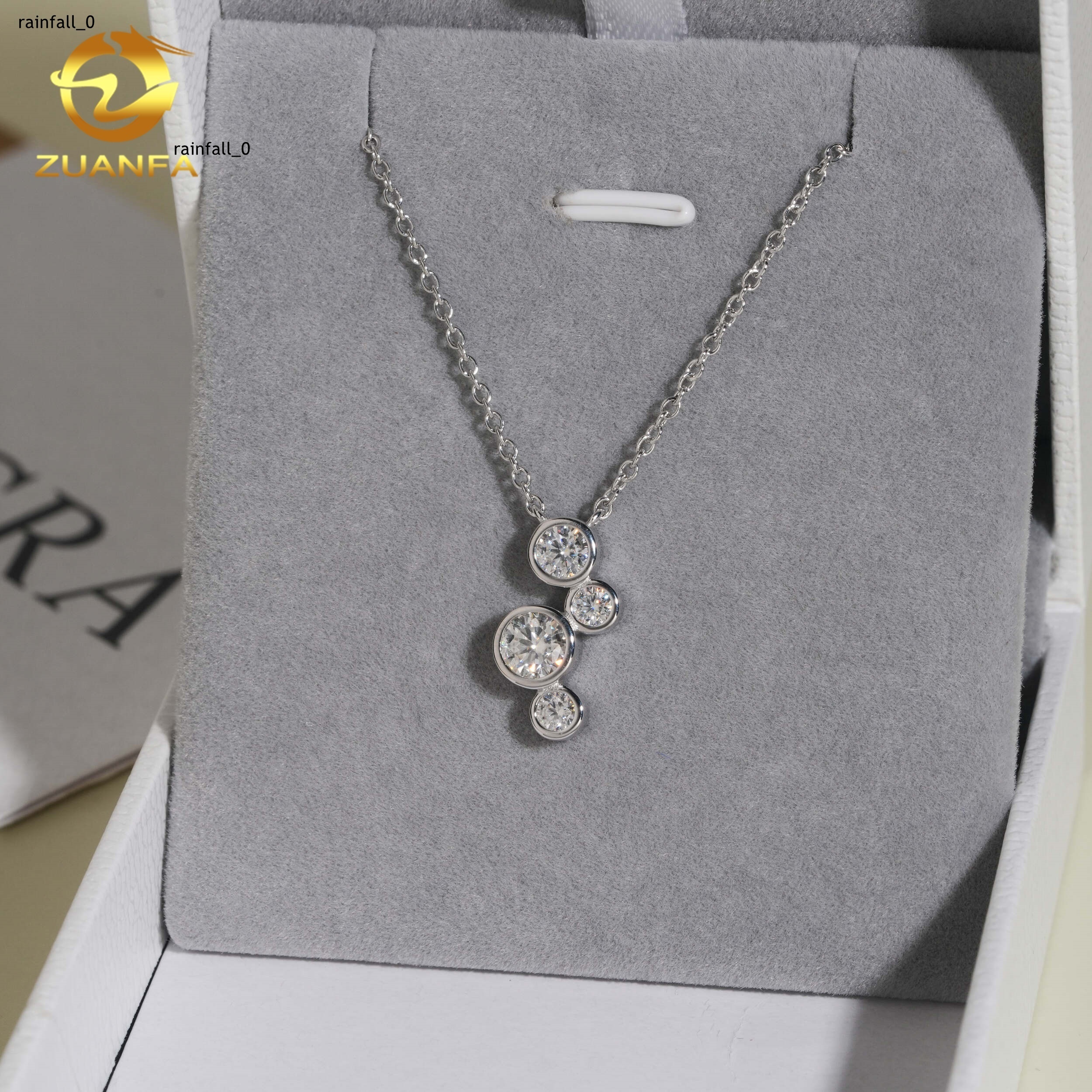 Cute Bezel Design Fashion Women Necklace Moissanite Diamond Drop Necklace 925 Silver Iced Out Necklace Charm