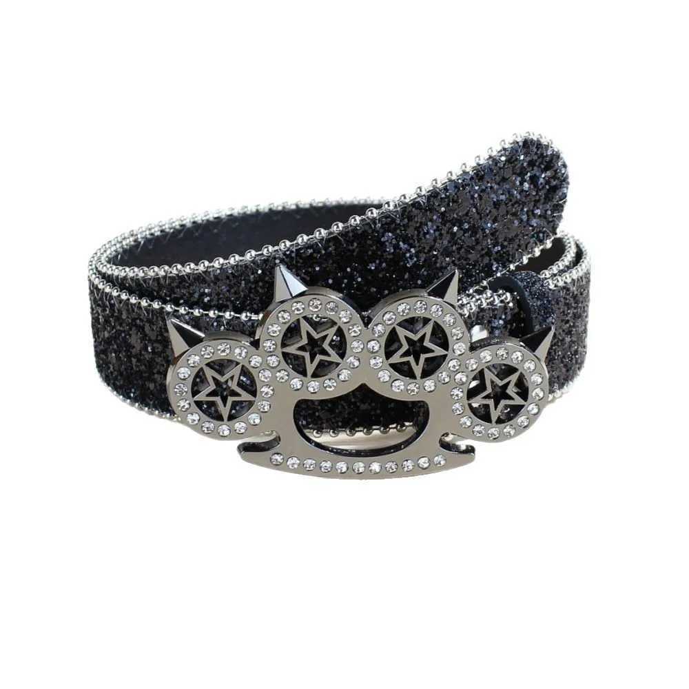 rhinestone tiger claw buckle belt Y2K shiny series punk decoration women belt Yabi decorative belt women W251030