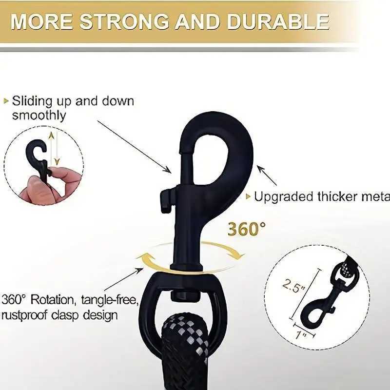 Pet Rope Dog Leash 6ft longTraffic Padded Two HandleHeavy DutyReflective Double Handles Lead for Control Safety TrainingLeas C251031