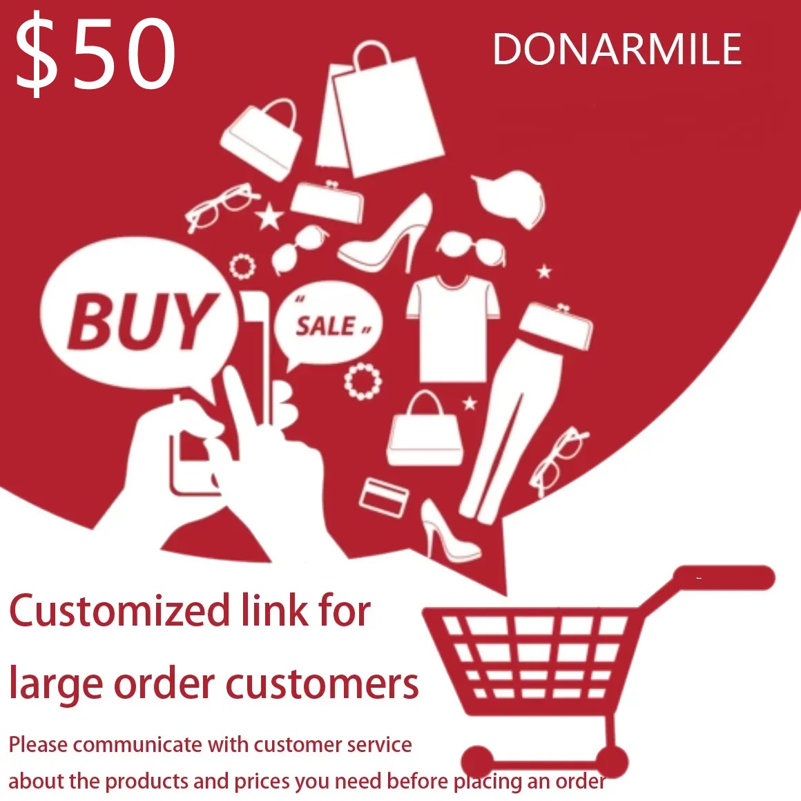 50usd DONARMILE Customized link for customers(Please communicate with customer service about the products and prices you need before order) specify pr