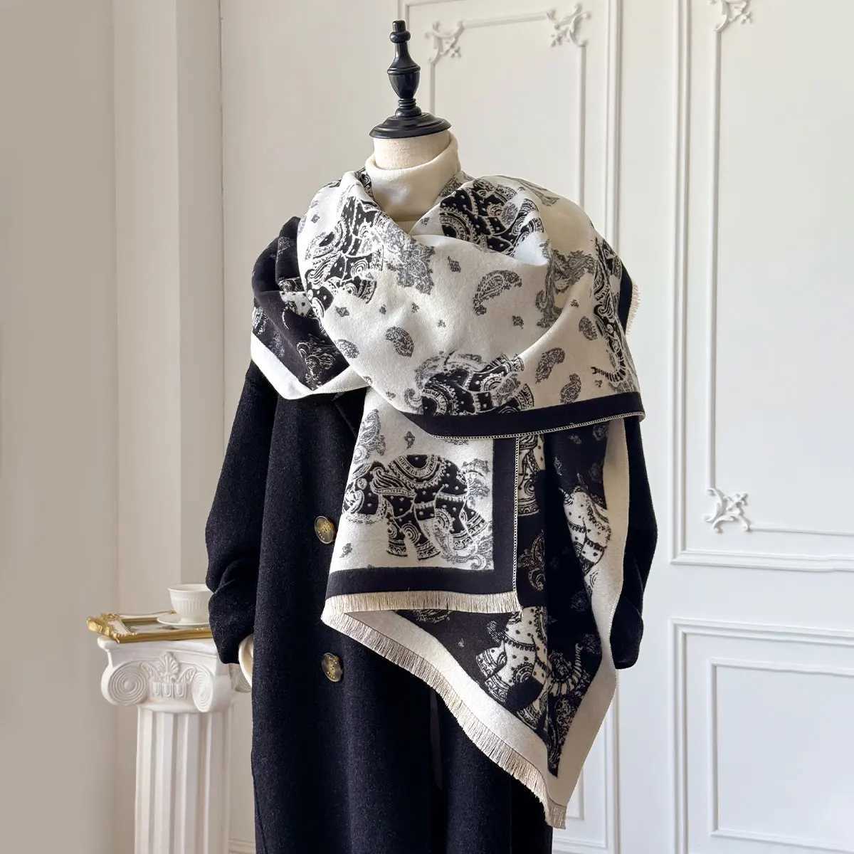 New Luxury Winter Faux Cashmere Wraps For Women Warm Scarf Shawl Blanket Travel Poncho Stoles C251031