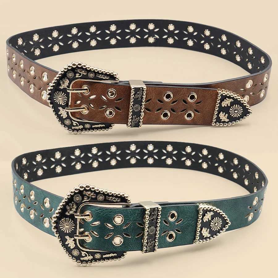 Elegant Vintage Bohemian Womens Belt Openwork Floral Eyelet Embellished Waistband for Daily Wear Dates Casual StylingW251030