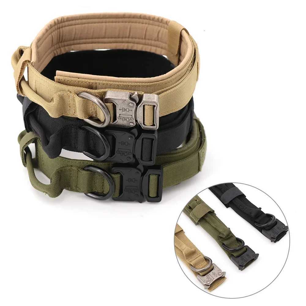 Tactical Military Dog Collar Adjustable Nylon Dog Collar with Control Handle and Metal Buckle for Medium and Large Dogs C251031