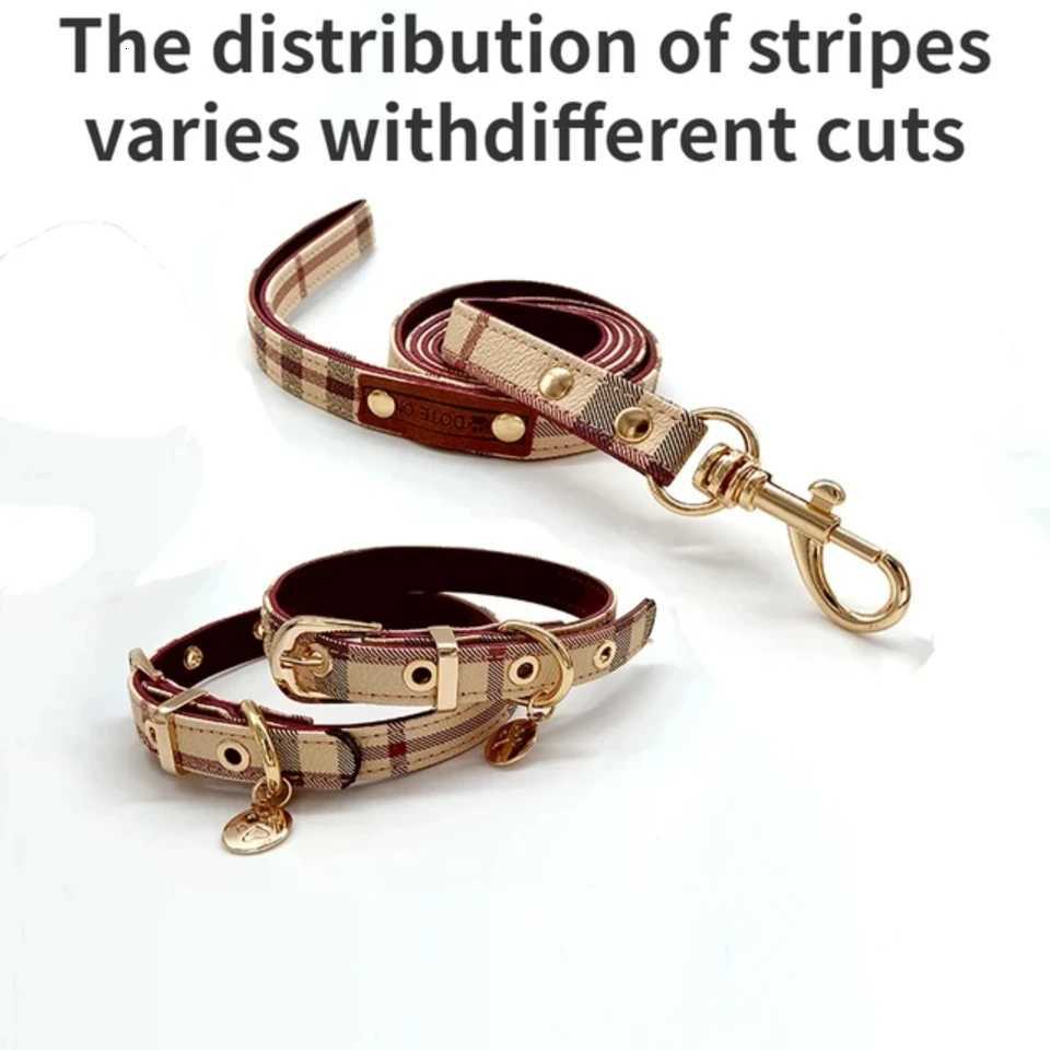 Free shipping Luxery Leather and Leash Set Adjustable Medium to Large Dog Collar - Fashion Designer Pet Supplies Gift C251031