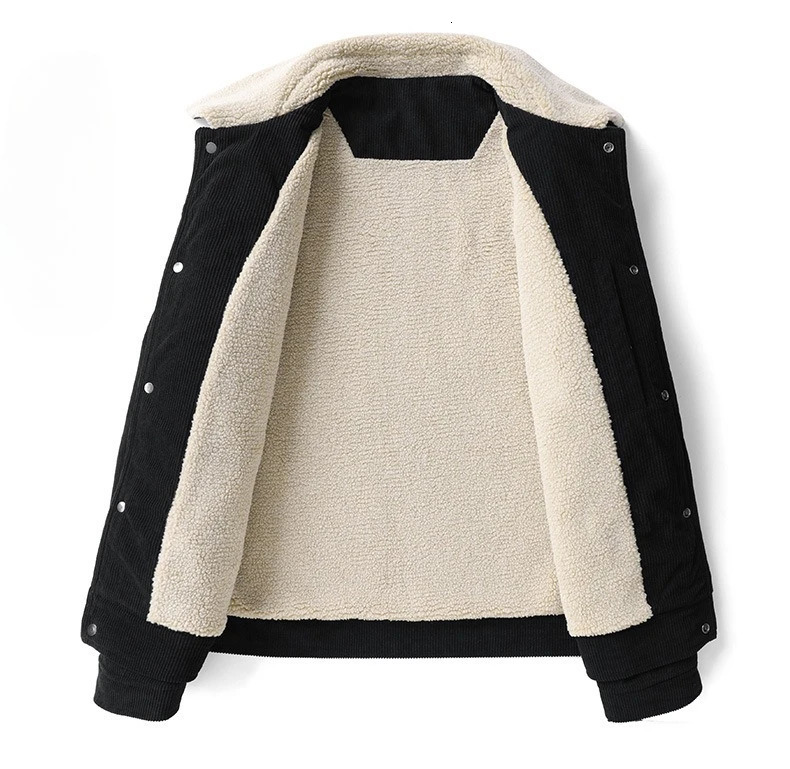 9XL Fashion Men Winter Corduroy Casual Dowm Jackets Man Fluffy Collar Multiple Pockets Cargo Jackets Male Loose Warm Parkas 251028