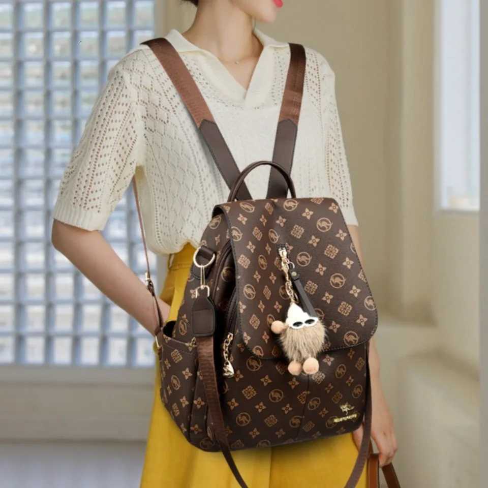 Womens Soft Leather Backpack School Bookbags for Girls Bagpack Large Capacity Designer Travel Rucksack High Quality Mochilas W251031