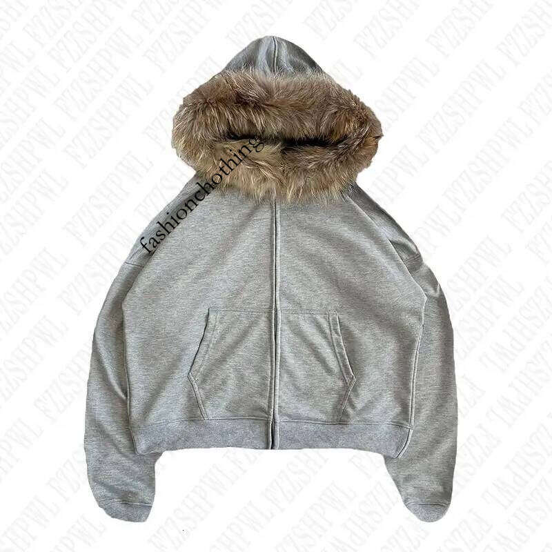 Casual Y2K Zip up hoodie Faur collar Haruku Streetwear Hiphop Zipper Hoodie sweatshirt Vintage Rock Goth Loose Punk EMO Jacket