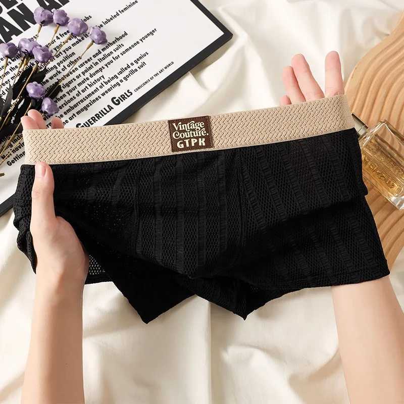 3pcs Boxer Shorts Mens Underpants Mesh Underwear For Men Breathable U Convex Lingerie Male Underpants PantiesT251031