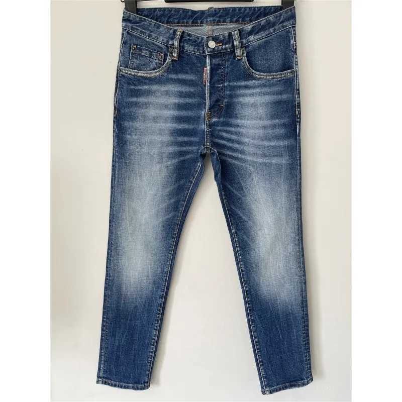 Italian Style Men Classic Blue Skinny Denim Jeans Stretch Ripped Denim Pants High Quality Male Slim Fit Denim Trousers Size 38 J2510301