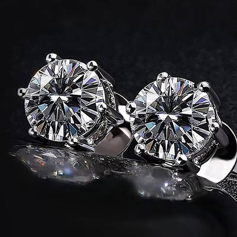 Classic Mossanite Diamond Ear Stud 38mm 1ct 2ct 14K Gold Plated 925 Sterling Silver VVS GRA Moissanite Earring for Women Men