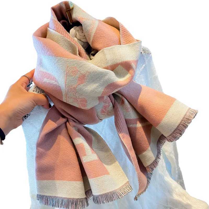 Fashion Acrylic Winter Scarf Women Fashion Letter Print Thick Warm Fake Cashmere Shawl Wrap Scarves Hijabs for Woman Bufandas C251031