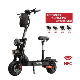 HEZZO Eu Us Warehouse Escooter tout-terrain 60V 6000W double moteurs livraison gratuite pas cher 45AH longue portée 100km 11 pouces gros pneu scooter électrique pliable de haute qualité