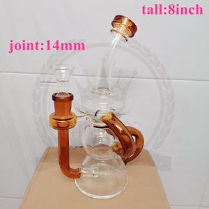 Fab Egg Glass Beaker Narguilé Bongs Pomme de douche Perc Bong 8 pouces Mini Recycler Dab Rig Conduites d'eau Petites plates-formes pétrolières Barboteur clair Tuyau lisse